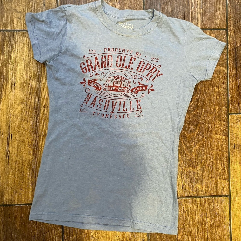 GRAND OLE OPRY Blue Red Graphic Nashville Tennessee Short Sleeve T Shirt Size XS